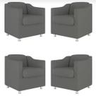 Kit 4 Poltronas Decorativa Reforçada Recepção Clinica Salão Suede
