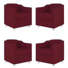 Kit 4 Poltronas Decorativa Reforçada Recepção Clinica Salão Suede Marsala