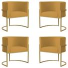Kit 4 Poltronas Decorativa Sala de Estar Luana Base Gold Suede Mostarda - Montanaris Decor