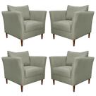 Kit 4 Poltronas Decorativa Sala de Estar Pés Palito Lubbock Couro Fendi G58 - Gran Belo