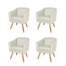 Kit 4 Poltronas Decorativa Valentina Sala Recepção Escritório Revestimento Sintético Bege Nude