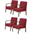 Kit 4 Poltronas Decorativas 1 Lugar Jade Braço Madeira D Salla Suede Kit 4 Poltronas Decorativas 1 Lugar Jade Braço Madeira D Salla Suede