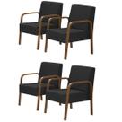 Kit 4 Poltronas Decorativas 1 Lugar Jade Braço Madeira D Salla Tecido Sintético Kit 4 Poltronas Decorativas 1 Lugar Jade Braço Madeira D Salla Tecido Sintético