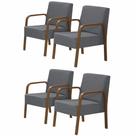 Kit 4 Poltronas Decorativas 1 Lugar Jade Braço Madeira DSalla Suede Kit 4 Poltronas Decorativas 1 Lugar Jade Braço Madeira DSalla Suede