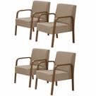 Kit 4 Poltronas Decorativas 1 Lugar Jade Braço Madeira DSalla Suede Kit 4 Poltronas Decorativas 1 Lugar Jade Braço Madeira DSalla Suede