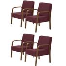 Kit 4 Poltronas Decorativas 1 Lugar Luna Braço Madeira D Salla Suede Kit 4 Poltronas Decorativas 1 Lugar Luna Braço Madeira D Salla Suede