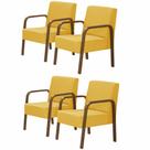 Kit 4 Poltronas Decorativas 1 Lugar Luna Braço Madeira D Salla Suede Kit 4 Poltronas Decorativas 1 Lugar Luna Braço Madeira D Salla Suede