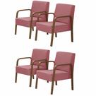 Kit 4 Poltronas Decorativas 1 Lugar Luna Braço Madeira D Salla Suede Kit 4 Poltronas Decorativas 1 Lugar Luna Braço Madeira D Salla Suede