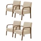 Kit 4 Poltronas Decorativas 1 Lugar Luna Braço Madeira D Salla Suede Kit 4 Poltronas Decorativas 1 Lugar Luna Braço Madeira D Salla Suede