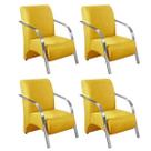 Kit 4 Poltronas Decorativas 1 Lugar Sevilha Braço Pé Alumínio Confortável Sala TV Suede Amarelo Kit 4 Poltronas Decorativas 1 Lugar Sevilha Braço Pé Alumínio Confortável Sala TV Suede Amarelo