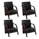 Kit 4 Poltronas Decorativas 1 Lugar Vênus Braço Pé Madeira Confortável Sala TV Tecido Sintético Preto Kit 4 Poltronas Decorativas 1 Lugar Vênus Braço Pé Madeira Confortável Sala TV Tecido Sintético Preto