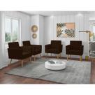 Kit 4 Poltronas Decorativas Escritório Sala Recepção Larah Suede Marrom Kit 4 Poltronas Decorativas Escritório Sala Recepção Larah Suede Marrom