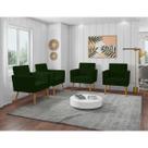 Kit 4 Poltronas Decorativas Escritório Sala Recepção Larah Suede Verde Kit 4 Poltronas Decorativas Escritório Sala Recepção Larah Suede Verde