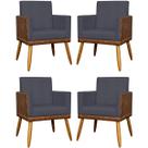 Kit 4 Poltronas Decorativas Lis material sintético e Linho Cores Pé Palito 30 Cm Castanho Kit 4 Poltronas Decorativas Lis material sintético e Linho Cores Pé Palito 30 Cm Castanho