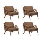 Kit 4 Poltronas Decorativas Mona Premium Base Madeira Maciça Veludo Marrom Kit 4 Poltronas Decorativas Mona Premium Base Madeira Maciça Veludo Marrom