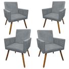 Kit 4 Poltronas Decorativas Nina Suede Cinza - Grupo Versatile