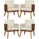 Kit 4 Poltronas Decorativas Para Sala Quarto Recepção Escritório Confortável Luxo Lis Tecido Sintético e Suede