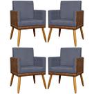 Kit 4 Poltronas Decorativas Para Sala Quarto Recepção Escritório Confortável Luxo Lis Tecido Sintético e Suede