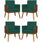 Kit 4 Poltronas Decorativas Para Sala Quarto Recepção Escritório Confortável Luxo Lis Tecido Sintético e Suede