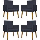Kit 4 Poltronas Decorativas Para Sala Quarto Recepção Escritório Confortável Luxo Mari Suede