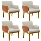 Kit 4 Poltronas Decorativas Sala De Estar Beatriz W01 Linho Champagne material sintético Camel - Lyam Decor Kit 4 Poltronas Decorativas Sala De Estar Beatriz W01 Linho Champagne material sintético Camel - Lyam Decor