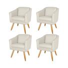 Kit 4 Poltronas Decorativas San Diego Sala de Estar Tecido Veludo Bege Kimi Decor