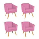 Kit 4 Poltronas Decorativas San Diego Sala de Estar Tecido Veludo Rose Kimi Decor Kit 4 Poltronas Decorativas San Diego Sala de Estar Tecido Veludo Rose Kimi Decor