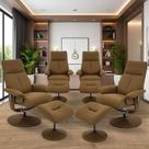 Kit 4 Poltronas do Papai Elétrica Reclinável Giratória com Apoio de Pés e Massagem Nebraska PU Caramelo G56 - Rivatti