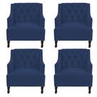 Kit 4 poltronas genesis suede azul marinho