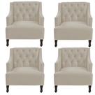 Kit 4 poltronas genesis suede bege