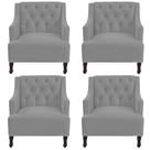 Kit 4 poltronas genesis suede cinza