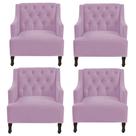 Kit 4 poltronas genesis suede rosa bebê