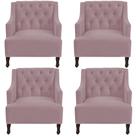 Kit 4 poltronas genesis suede rosê