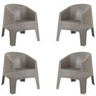 Kit 4 Poltronas Ibiza Cinza De Fibra Sintetica Jardim E Piscina