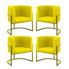 Kit 4 Poltronas Lua Sala Decorativa Amarelo Suede Balaqui Decor Kit 4 Poltronas Lua Sala Decorativa Amarelo Suede Balaqui Decor