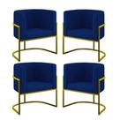 Kit 4 Poltronas Lua Sala Decorativa Base de Ferro Azul Marinho Suede Balaqui Decor Kit 4 Poltronas Lua Sala Decorativa Base de Ferro Azul Marinho Suede Balaqui Decor