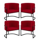 Kit 4 Poltronas Lua Sala Decorativa Base de Ferro Vermelho Suede Balaqui Decor Kit 4 Poltronas Lua Sala Decorativa Base de Ferro Vermelho Suede Balaqui Decor