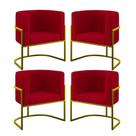 Kit 4 Poltronas Lua Sala Decorativa Suede Vermelho Balaqui Decor Kit 4 Poltronas Lua Sala Decorativa Suede Vermelho Balaqui Decor