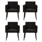 Kit 4 Poltronas Luca Tecido Suede Para Recepção - Preto - Cor: Preto