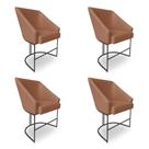 Kit 4 Poltronas Luxo Alana Bouclê Terracota Base Ferro Preto - Pallazio