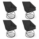 Kit 4 Poltronas Luxo Alana Suede Base Luxo Preto - Pallazio