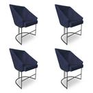 Kit 4 Poltronas Luxo Alana Veludo Azul Marinho Base Ferro Preto - Pallazio Kit 4 Poltronas Luxo Alana Veludo Azul Marinho Base Ferro Preto - Pallazio