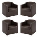 Kit 4 Poltronas material sintético Preto Consultorio Recepção - Balaqui Decor
