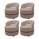 Kit 4 Poltronas para Sala de Estar Decorativa Luxo Luana Linho Bege