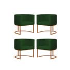 Kit 4 Poltronas Reforçada Decorativa Sala Gabriela Base Ferro Bronze Suede Verde