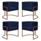 Kit 4 Poltronas Reforçadas Decorativa Sala Nayara Base Ferro Bronze Suede