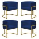 Kit 4 Poltronas Reforçadas Decorativa Sala Nayara Base Ferro Dourado Suede Azul Marinho Kit 4 Poltronas Reforçadas Decorativa Sala Nayara Base Ferro Dourado Suede Azul Marinho