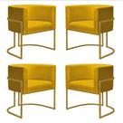 Kit 4 Poltronas Reforçadas Decorativa Sala Nayara Base Ferro Dourado Suede Kit 4 Poltronas Reforçadas Decorativa Sala Nayara Base Ferro Dourado Suede