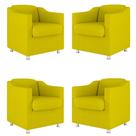 Kit 4 Poltronas Tilla Decorativas Consultório Sala Tecido Suede