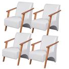 Kit 4 Poltronas Venus 1 Lugar Braço Madeira Maciça material sintético Unidecor Branco Kit 4 Poltronas Venus 1 Lugar Braço Madeira Maciça material sintético Unidecor Branco